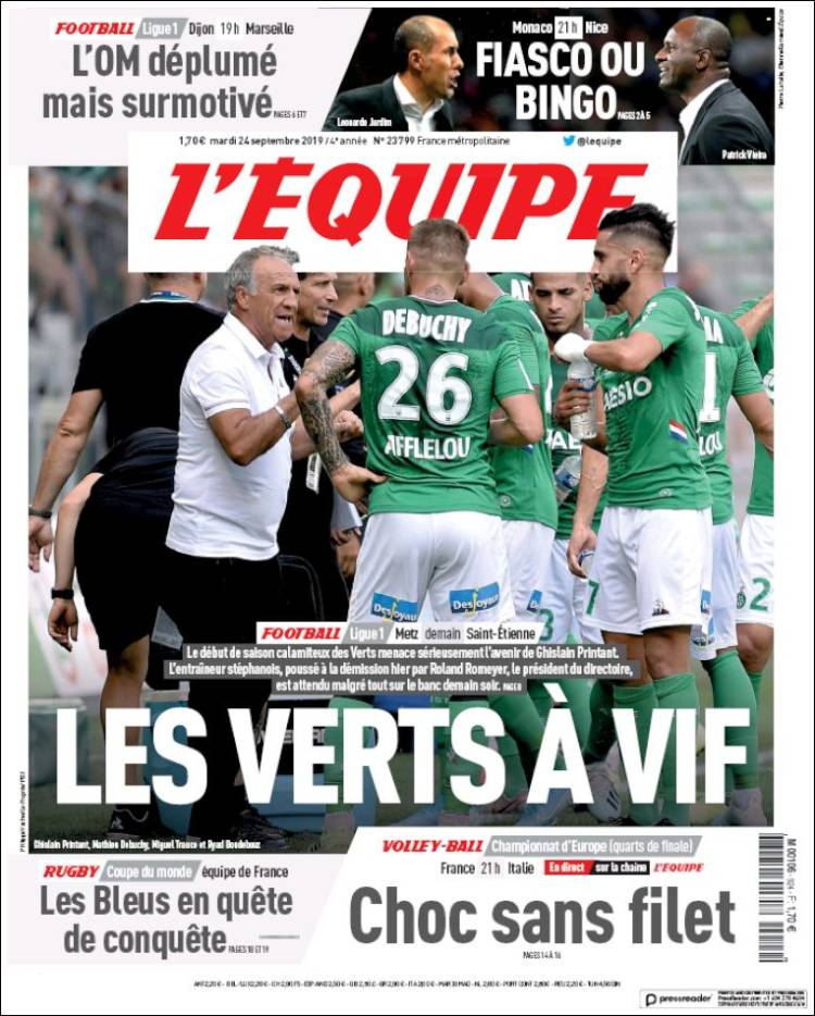Portada de L'Equipe (Francia)
