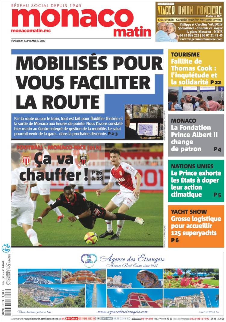 Portada de Nice-Matin (Francia)