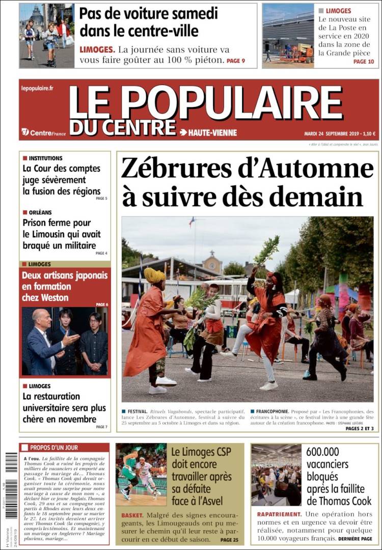 Portada de Le Populaire du Centre (Francia)