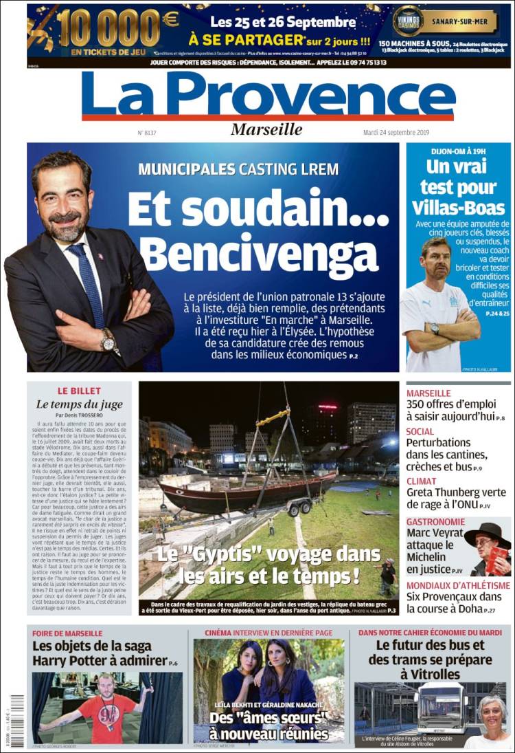 Portada de La Provence (Francia)
