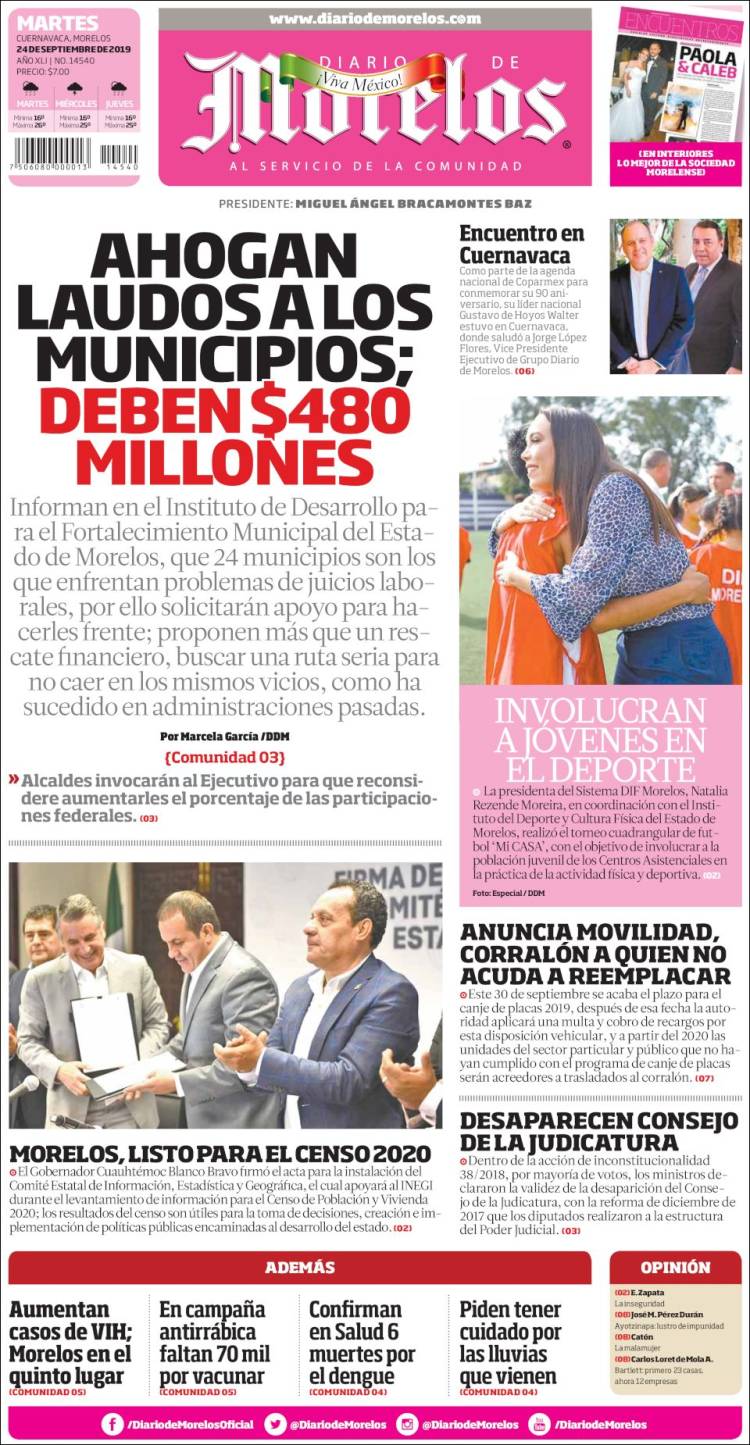 Portada de Diario de Morelos (M&eacute;xico)