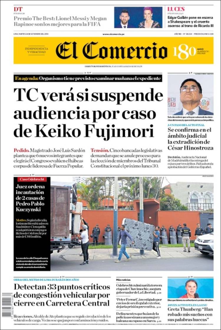 Portada de El Comercio (Perú)