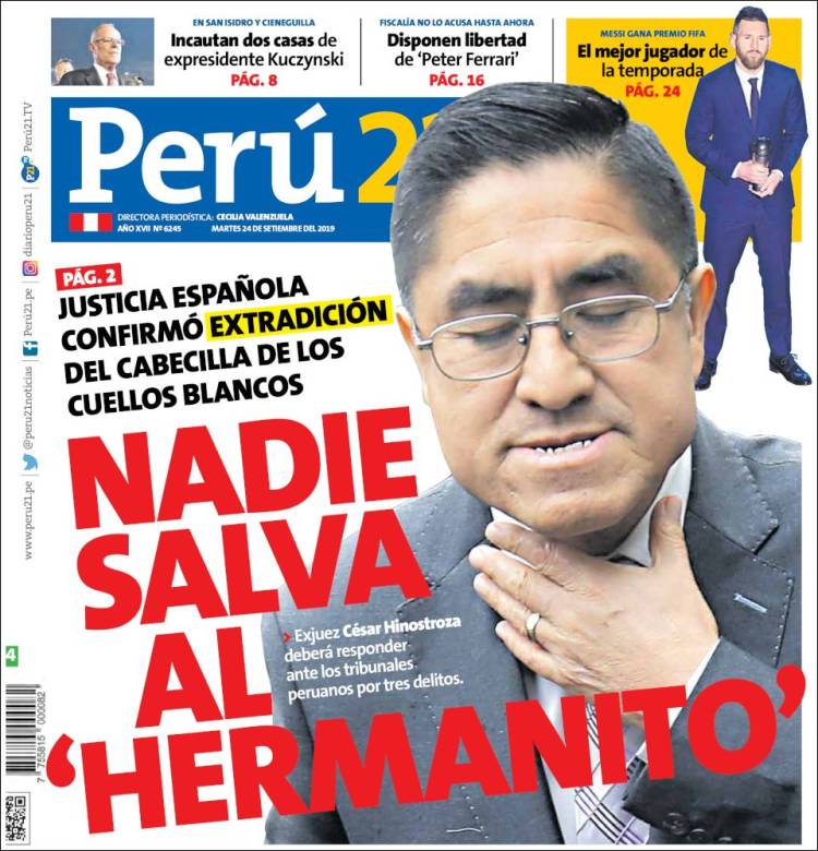 Portada de Perú 21 (Per&uacute;)