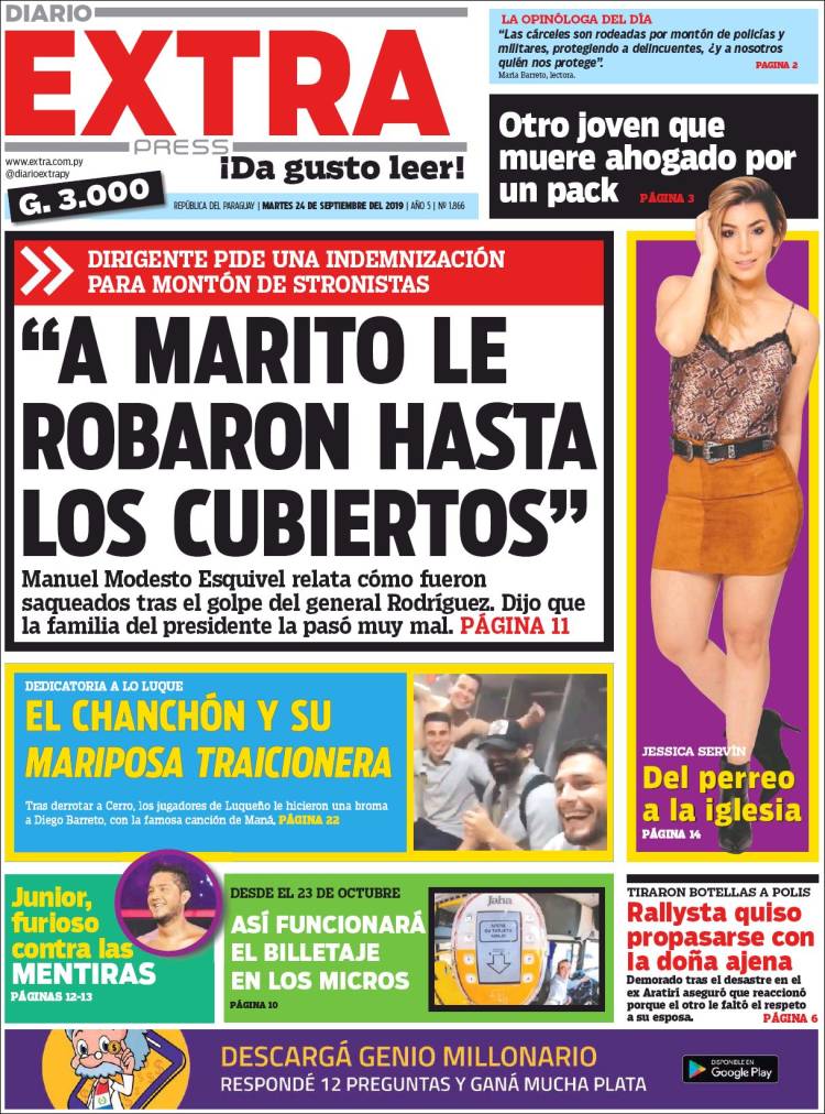 Portada de Diario Extra (Paraguay)