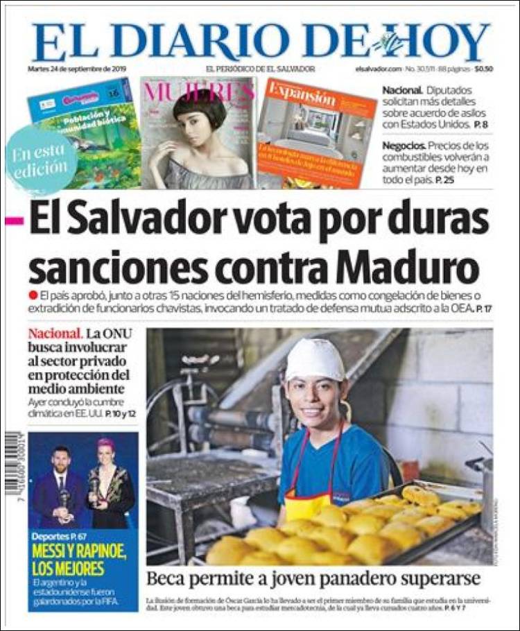 Portada de El Diario de Hoy (El Salvador)