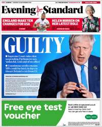 Portada de Evening Standard (Reino Unido)