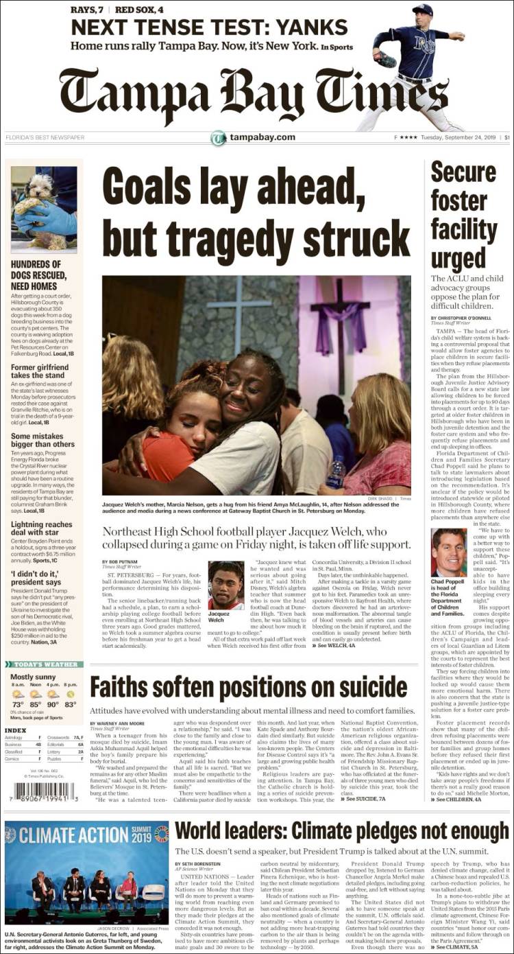 Portada de Tampa Bay Times (USA)