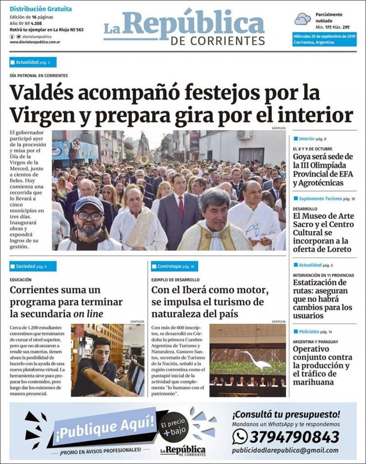 Portada de La República de Corrientes (Argentina)