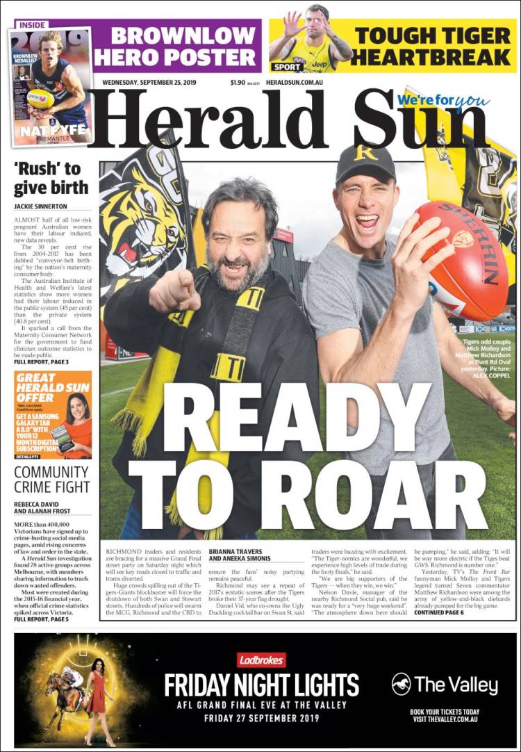 Portada de Herald Sun (Australie)