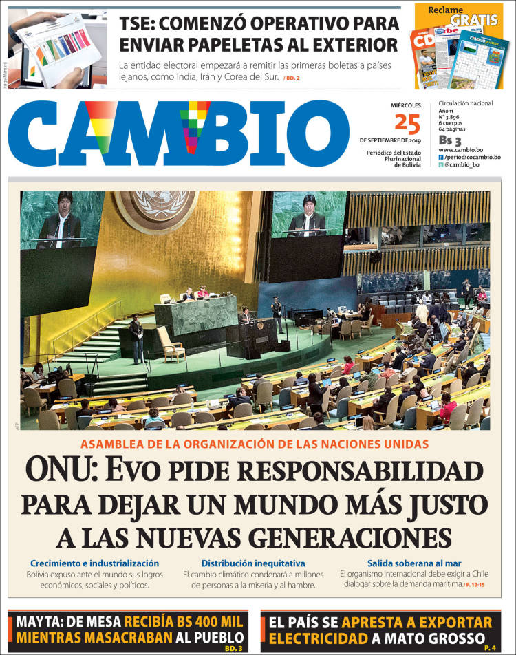 Portada de Cambio (Bolivia)