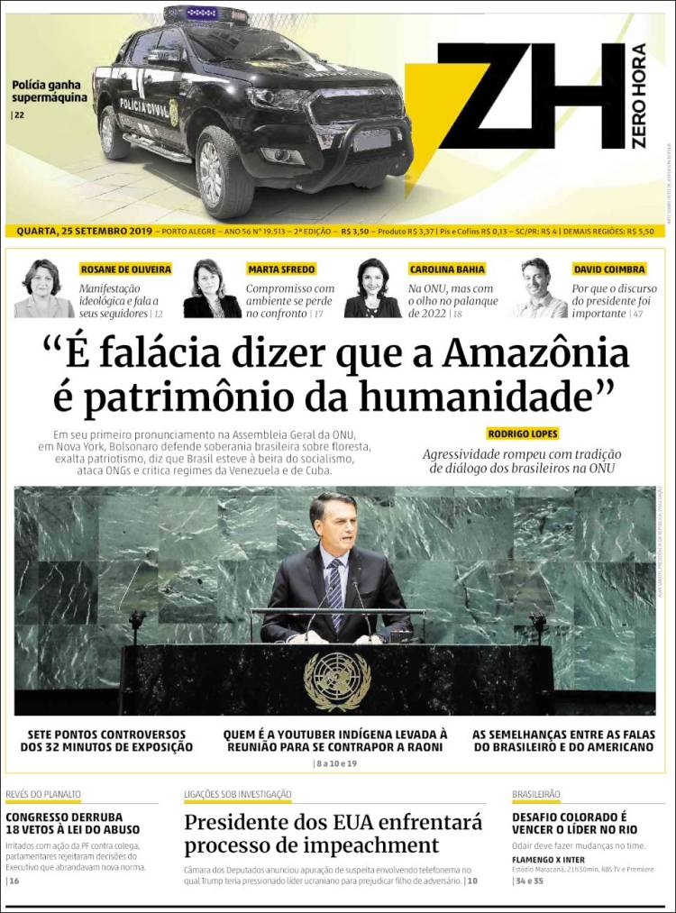Portada de Zero Hora (Brasil)