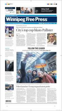 Portada de Winnipeg Free Press (Canadá)