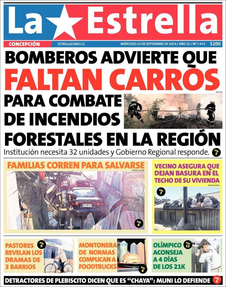 Portada de La Estrella de Concepción (Chile)