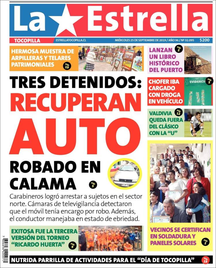 Portada de La Estrella de Tocopilla (Chile)