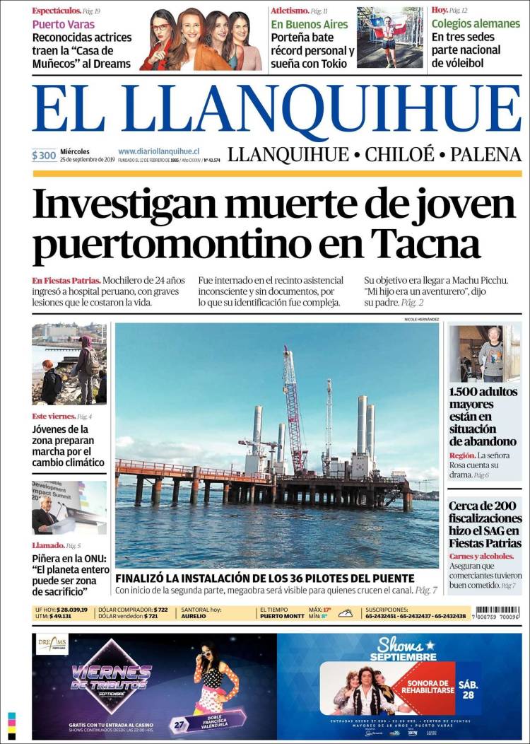 Portada de El Llanquihue (Chile)