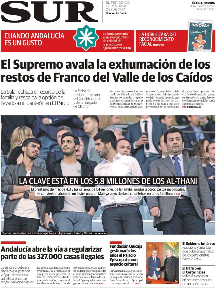 Portada de Diario el Sur (Espa&ntilde;a)