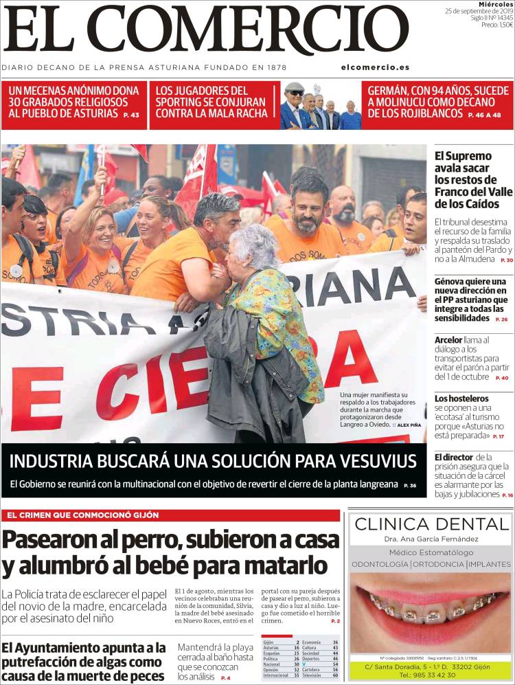 Portada de El Comercio - Gijón (Espa&ntilde;a)