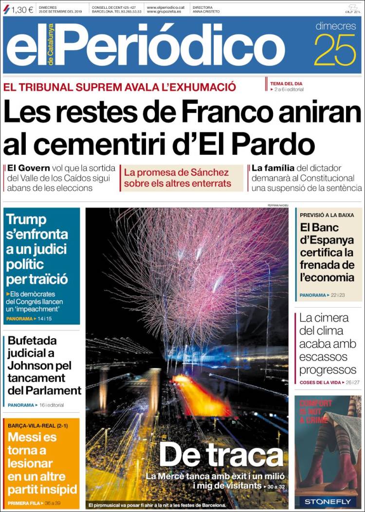 Portada de El Periódico de Catalunya (Espa&ntilde;a)