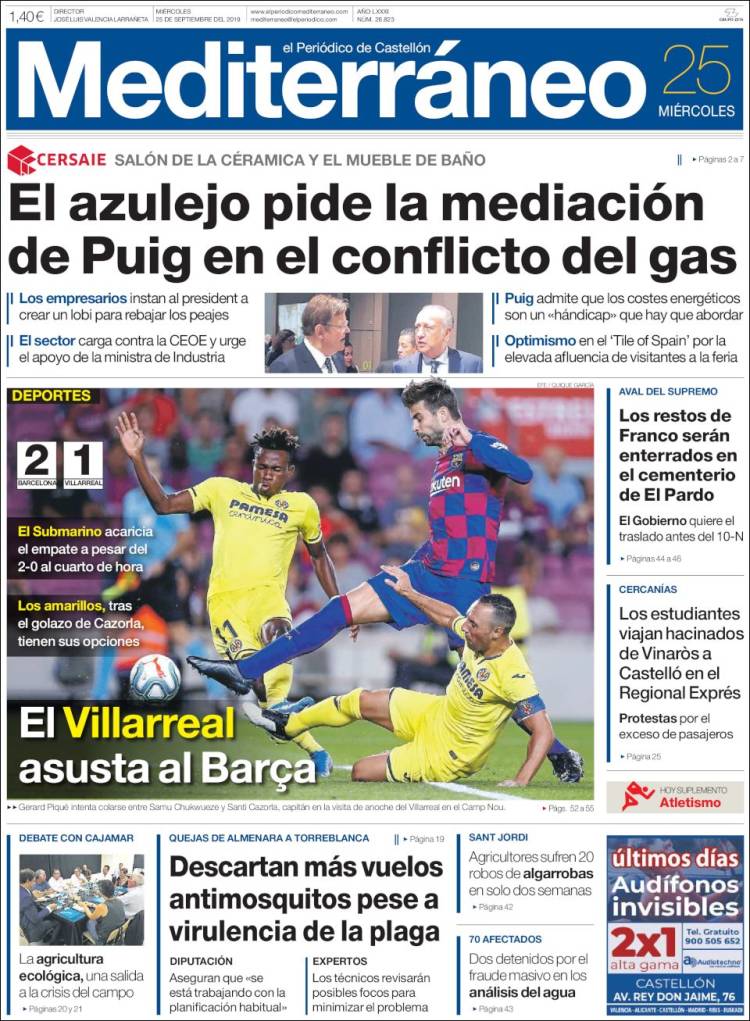 Portada de El Periódico Mediterraneo (Espa&ntilde;a)