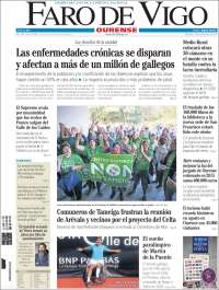 Portada de El Faro de Vigo - Ourense (Espagne)