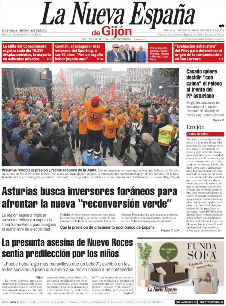 Portada de La Nueva España - Gijón (Espa&ntilde;a)