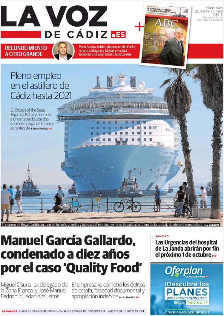 Portada de La Voz de Cádiz (Espa&ntilde;a)