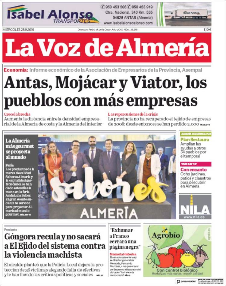 Portada de La Voz de Almería (Espa&ntilde;a)