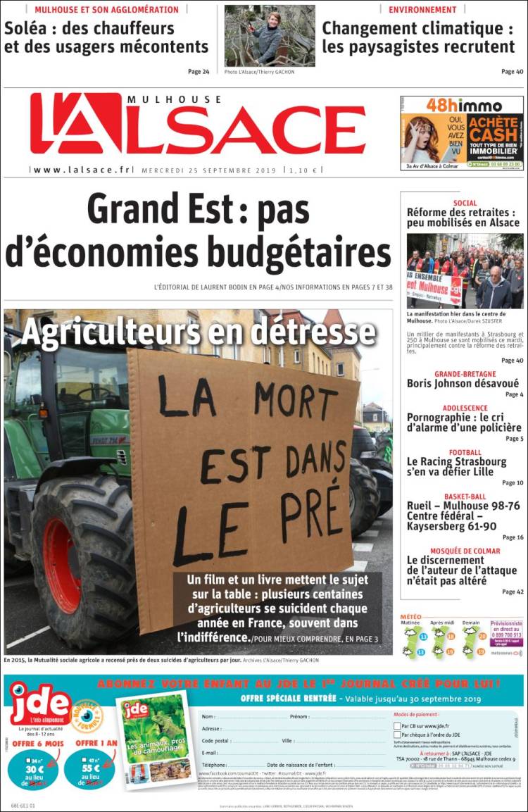 Portada de Journal L'Alsace (France)