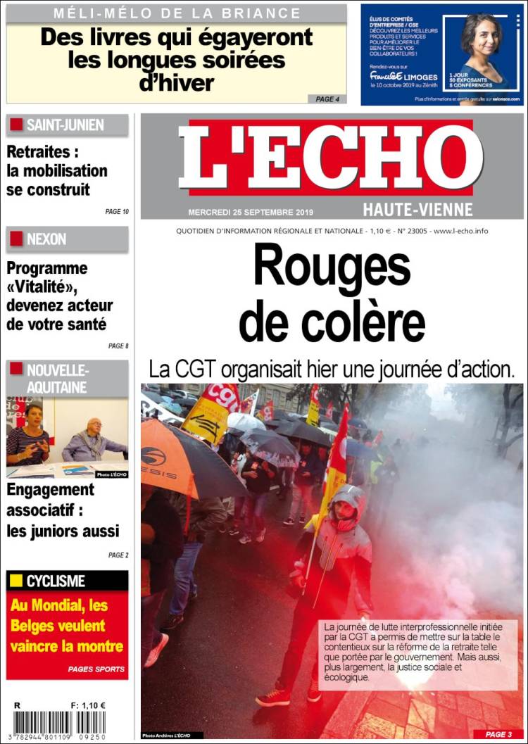 Portada de L'Echo de la Haute-Vienne (France)