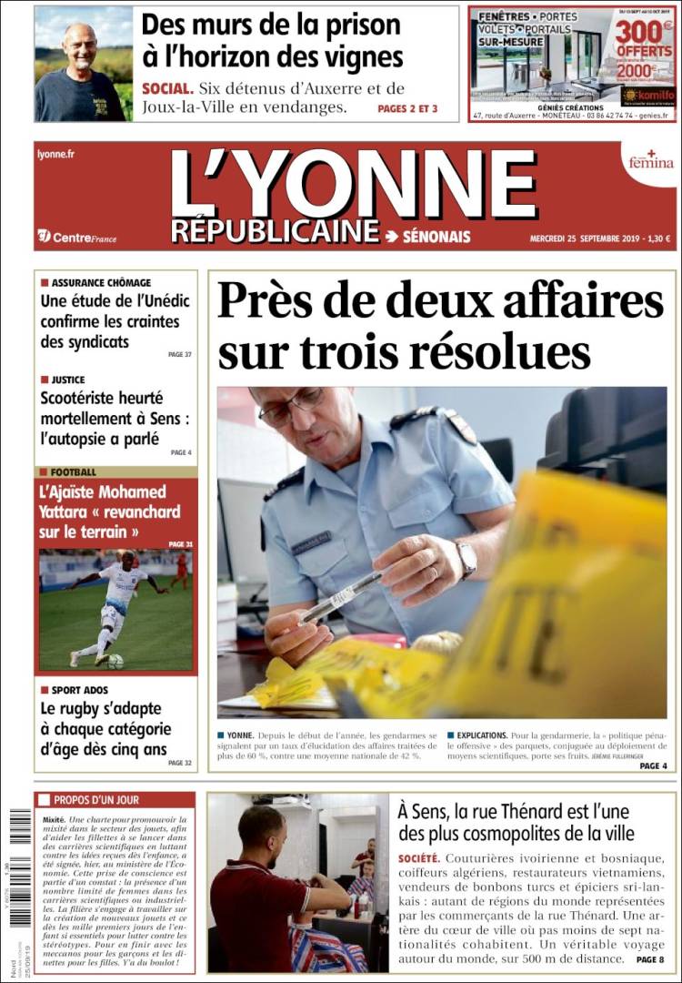 Portada de L'Yonne-Républicaine (France)