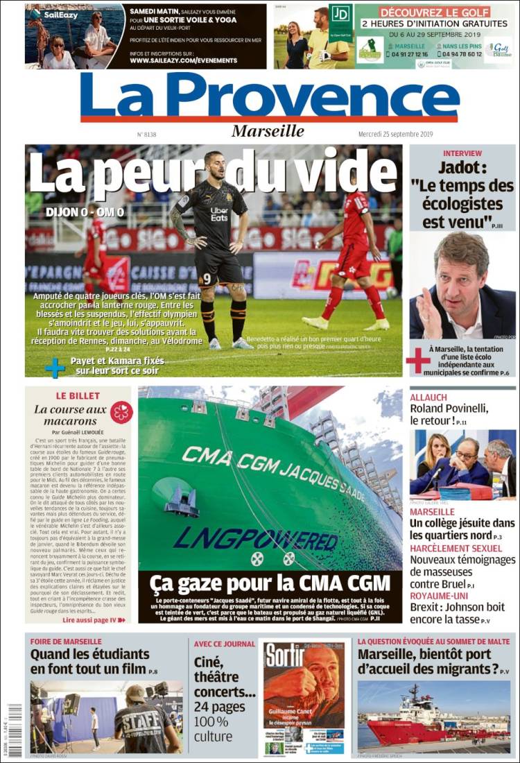 Portada de La Provence (Francia)