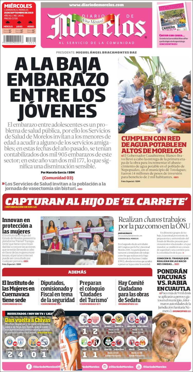 Portada de Diario de Morelos (M&eacute;xico)