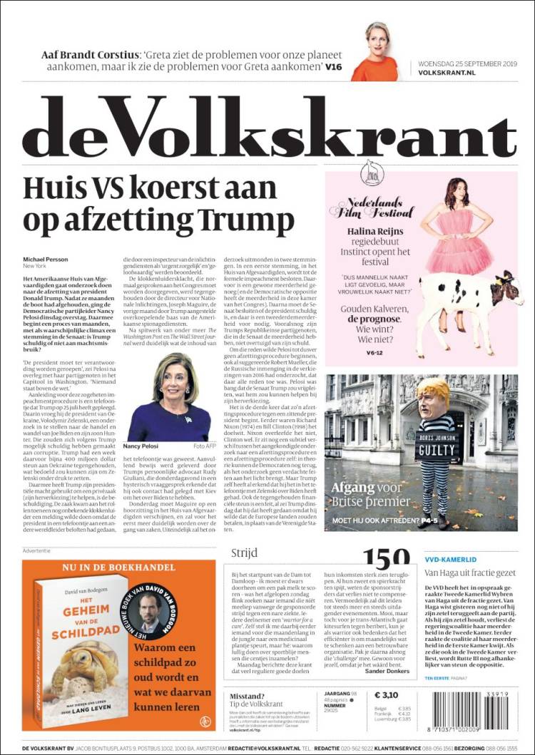 Portada de De Volkskrant (Pa&iacute;ses Bajos)