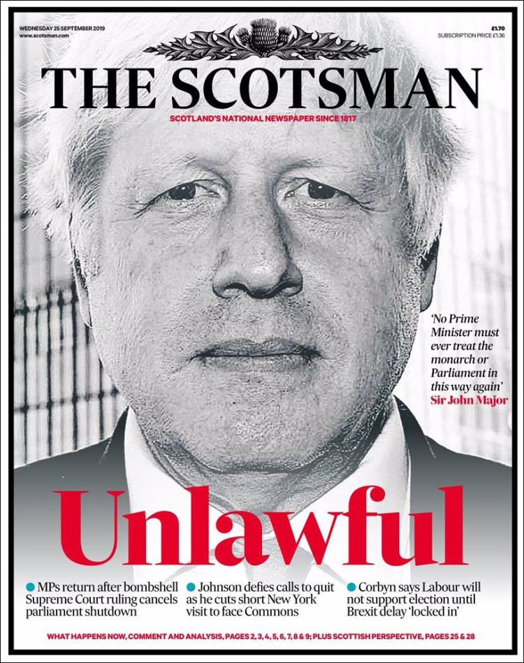 Portada de The Scotsman (Reino Unido)