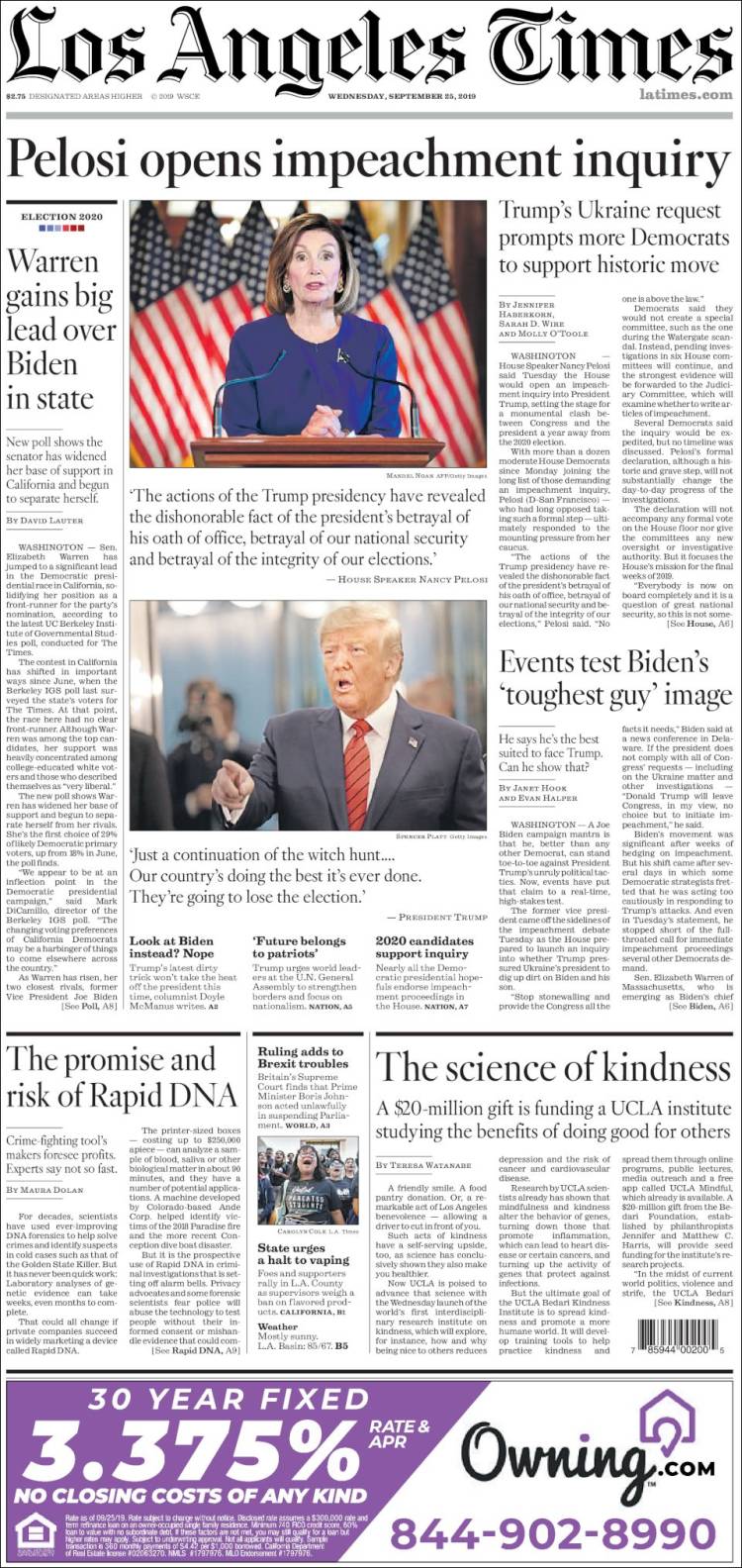 Portada de Los Angeles Times (États-Unis)