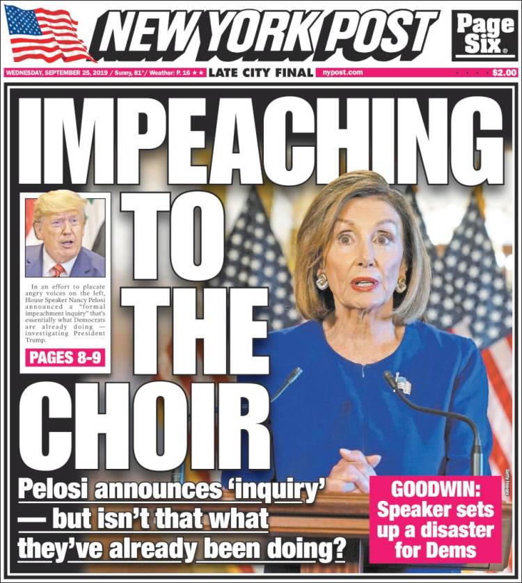 Portada de New York Post (États-Unis)