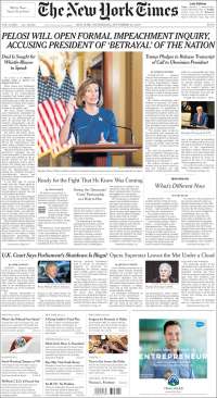 Portada de New York Times (USA)