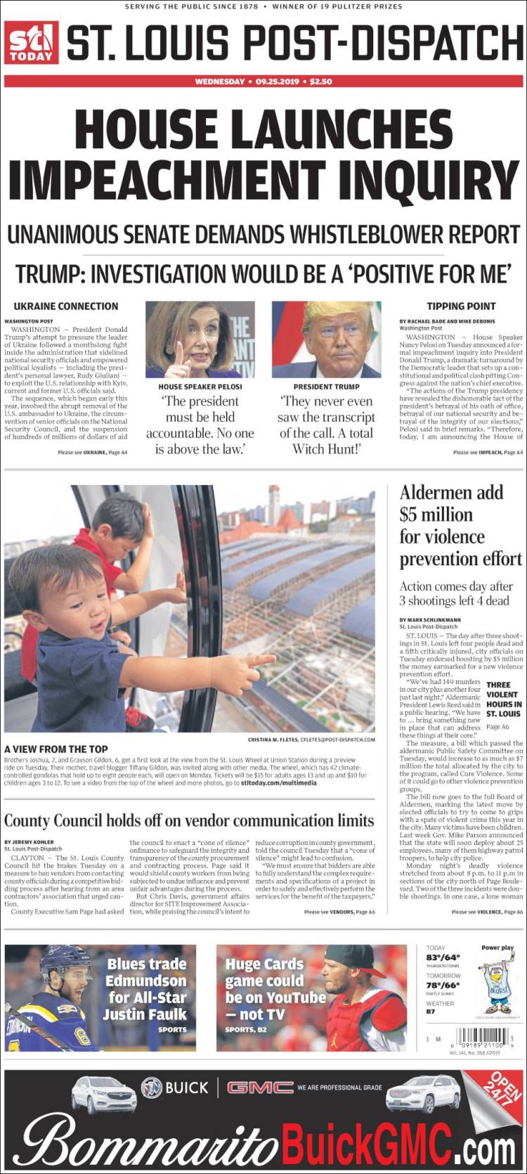 Portada de St. Louis Post-Dispatch (États-Unis)