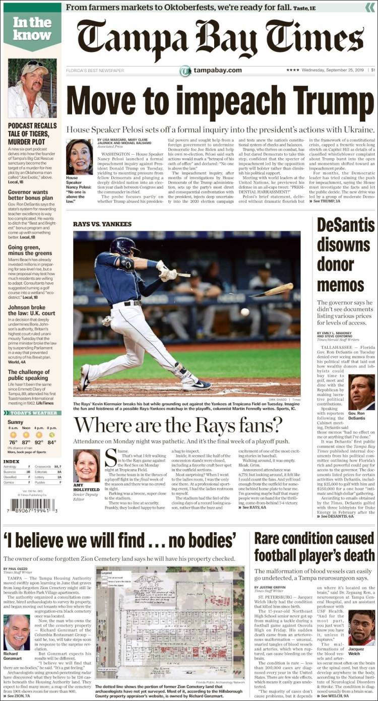 Portada de Tampa Bay Times (USA)