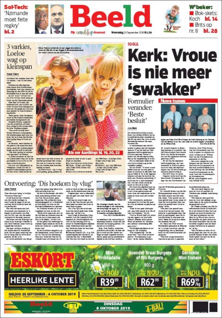 Portada de Beeld (Sud&aacute;frica)