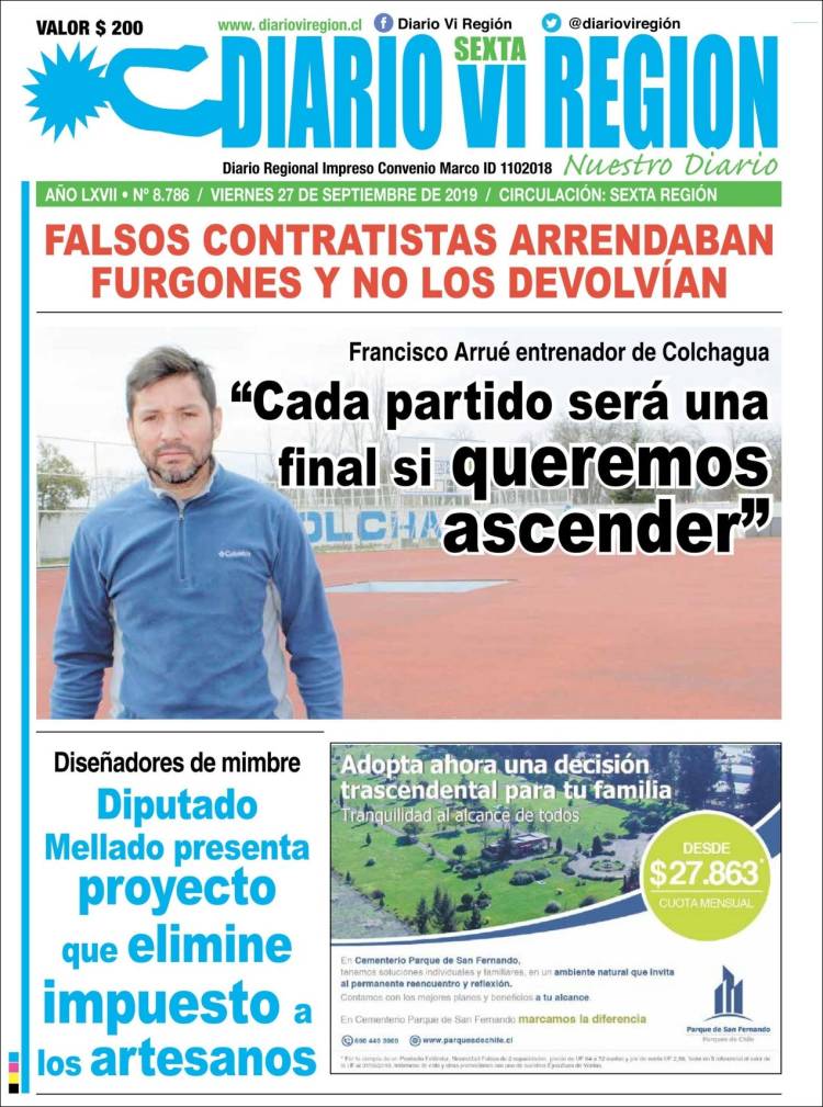 Portada de Diario VI Región (Chile)