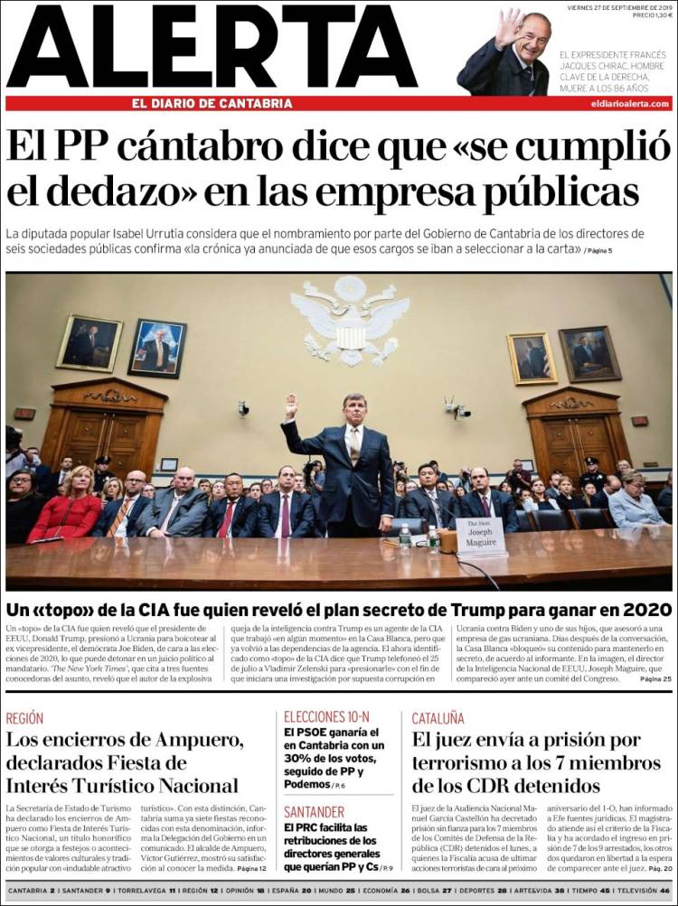 Portada de Alerta - El Diario de Cantabria (España)