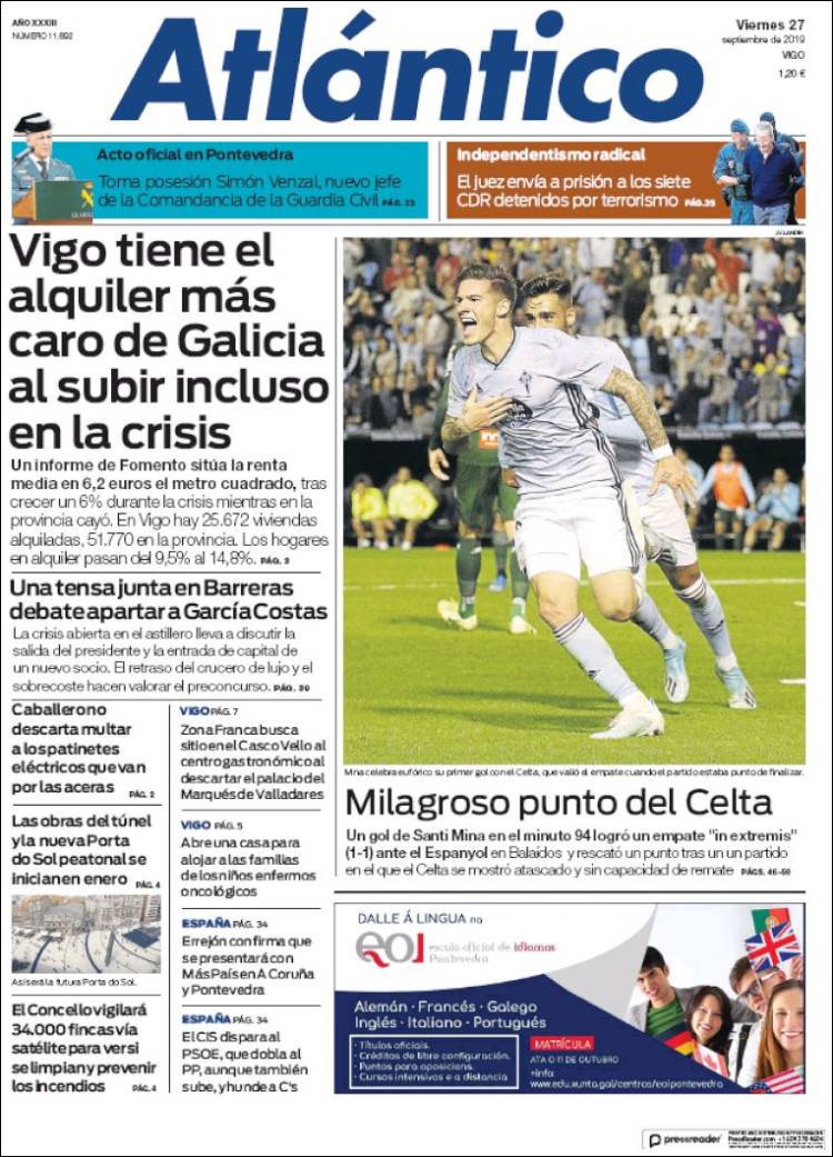 Portada de Atlántico Diario (España)