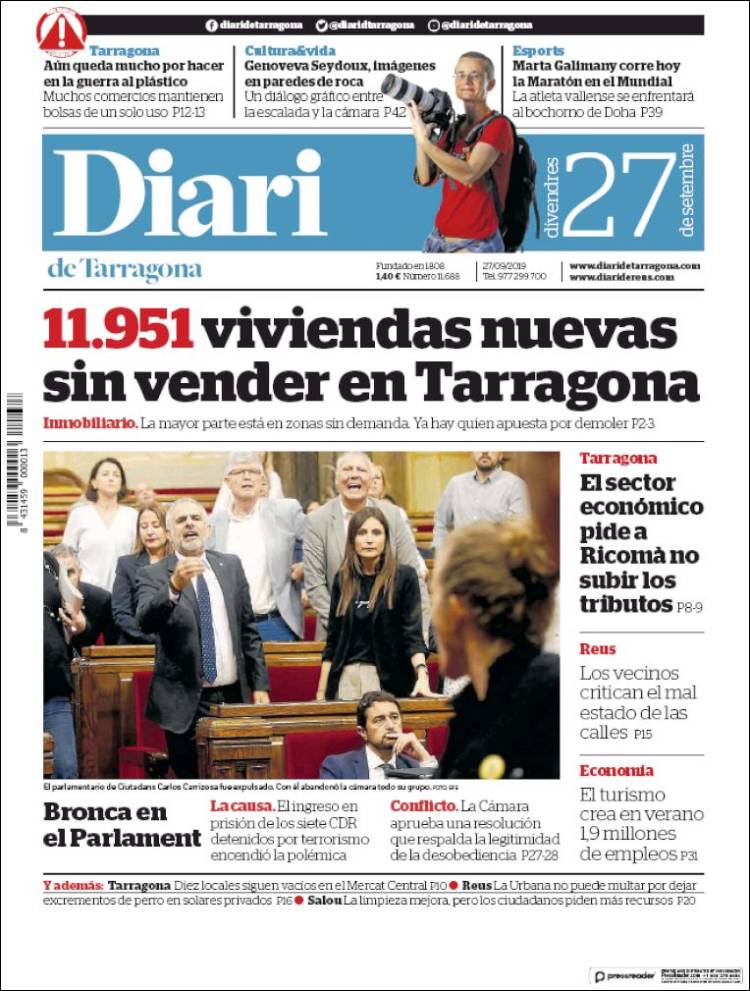 Portada de Diari de Tarragona (España)