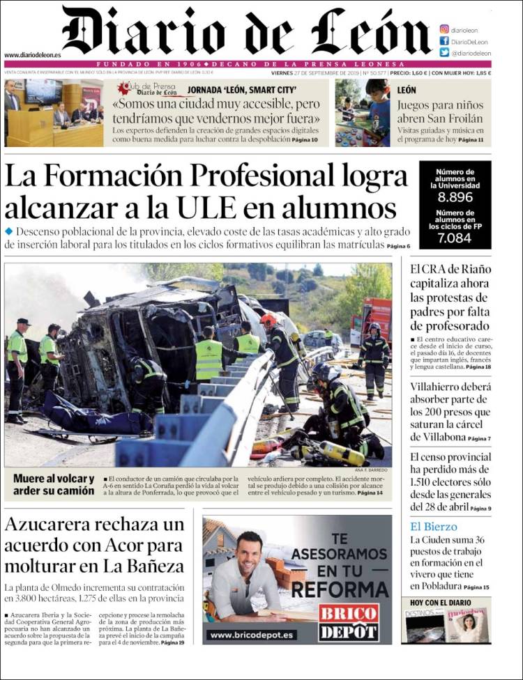 Portada de Diario de León (España)