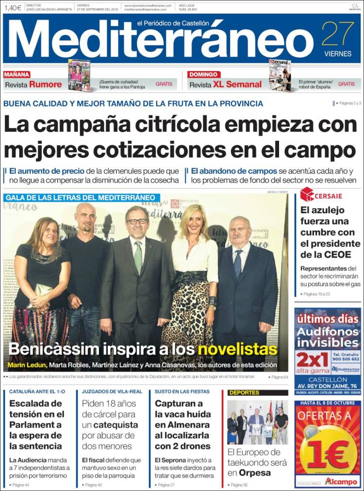 Portada de El Periódico Mediterraneo (España)