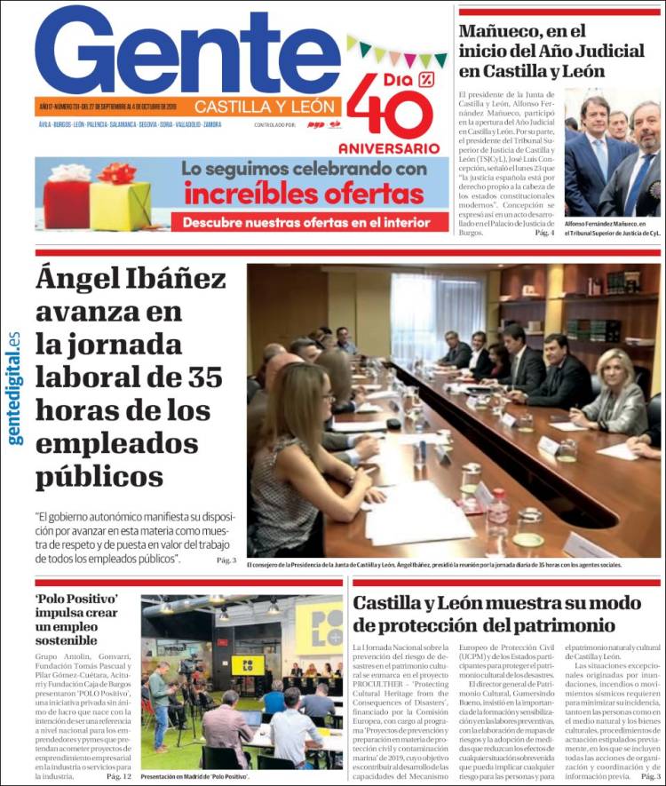 Portada de Gente en Valladolid (España)