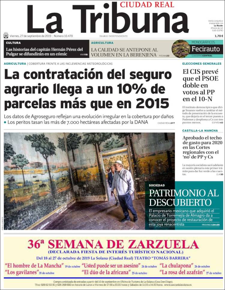 Portada de La Tribuna de Ciudad Real (España)