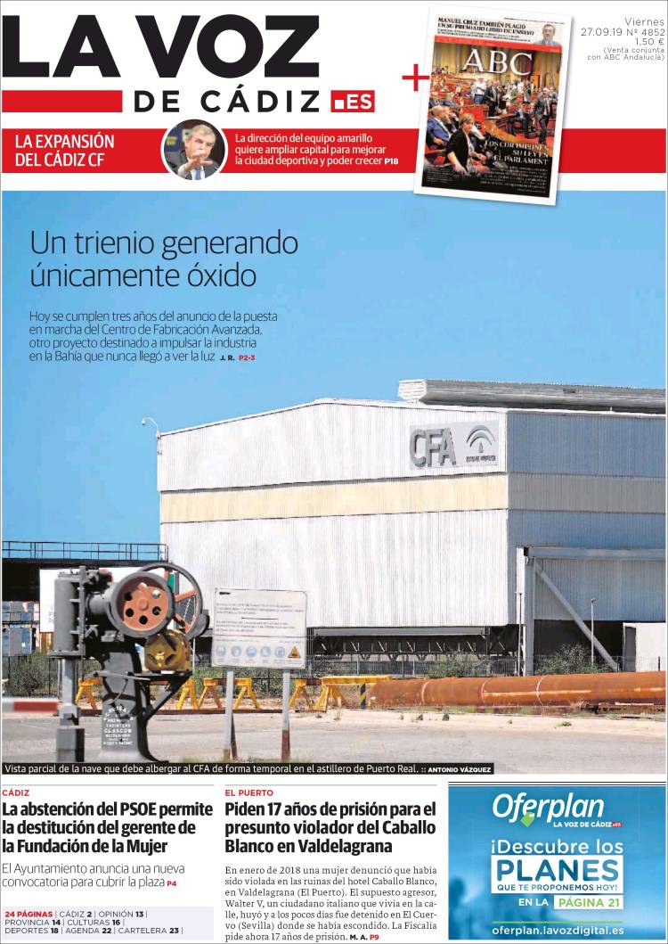 Portada de La Voz de Cádiz (Spain)