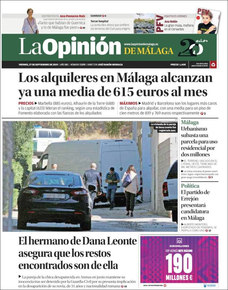 Portada de La Opinión de Málaga (España)